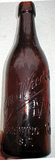 CLAUS WREDEN BREWING COMPANY EMBOSSED BEER BOTTLE