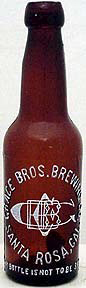 GRACE BROTHERS BREWING COMPANY EMBOSSED BEER BOTTLE