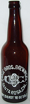 GRACE BROTHERS BREWING COMPANY EMBOSSED BEER BOTTLE