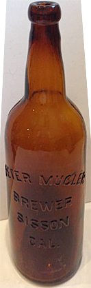 PETER MUGLER BREWER EMBOSSED BEER BOTTLE