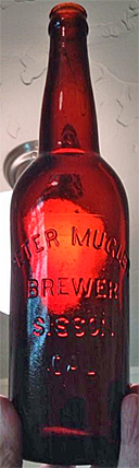 PETER MUGLER BREWER EMBOSSED BEER BOTTLE