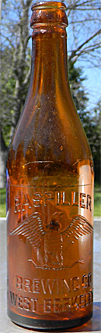 RASPILLER BREWING COMPANY EMBOSSED BEER BOTTLE