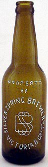 SILVER SPRING BREWERY LIMITED EMBOSSED BEER BOTTLE