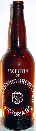 SILVER SPRING BREWERY LIMITED EMBOSSED BEER BOTTLE