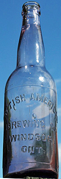 BRITISH AMERICAN BREWING COMPANY EMBOSSED BEER BOTTLE