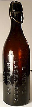 L. KUNTZ LAGER BEER EMBOSSED BEER BOTTLE