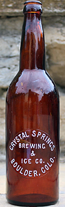 CRYSTAL SPRINGS BREWING AND ICE COMPANY EMBOSSED BEER BOTTLE