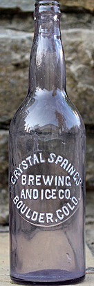 CRYSTAL SPRINGS BREWING AND ICE COMPANY EMBOSSED BEER BOTTLE