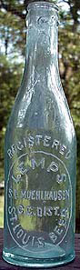 LEMPS ST. LOUIS BEER EMBOSSED BEER BOTTLE