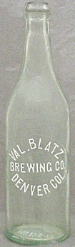 VAL. BLATZ BREWING COMPANY EMBOSSED BEER BOTTLE