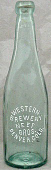 WESTERN BREWERY NEEF BROTHERS EMBOSSED BEER BOTTLE