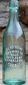 FERD HEIM BREWING COMPANY BEER EMBOSSED BEER BOTTLE