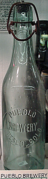 PUEBLO BREWERY EMBOSSED BEER BOTTLE