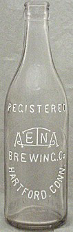 THE AETNA BREWING COMPANY EMBOSSED BEER BOTTLE