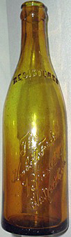 THE HUBERT FISCHER BREWERY EMBOSSED BEER BOTTLE