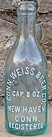 CONNECTICUT WEISS BEER COMPANY EMBOSSED BEER BOTTLE