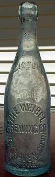 THE WEIBEL BREWING COMPANY EMBOSSED BEER BOTTLE