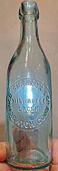 J. B. SHANNON & COMPANY MILWAUKEE LAGER EMBOSSED BEER BOTTLE