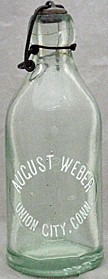 AUGUST WEBER WEISS BIER EMBOSSED BEER BOTTLE