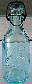 AUGUST WEBER WEISS BEER EMBOSSED BEER BOTTLE