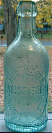 AUGUST WEBER WEISS BEER EMBOSSED BEER BOTTLE