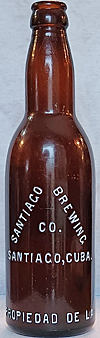 SANTIAGO BREWING COMPANY EMBOSSED BEER BOTTLE