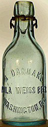 A. DANHAKL PHILA WEISS BEER EMBOSSED BEER BOTTLE