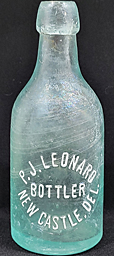 P. J. LEONARD BOTTLER WEISS BIER EMBOSSED BEER BOTTLE