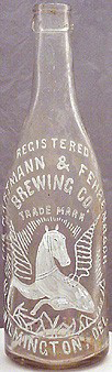 HARTMANN & FEHRENBACH BREWING COMPANY EMBOSSED BEER BOTTLE