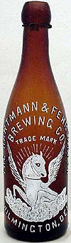 HARTMANN & FEHRENBACH BREWING COMPANY EMBOSSED BEER BOTTLE