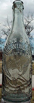 HARTMANN & FEHRENBACH BREWING COMPANY EMBOSSED BEER BOTTLE