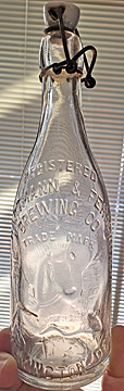 HARTMANN & FEHRENBACH BREWING COMPANY EMBOSSED BEER BOTTLE