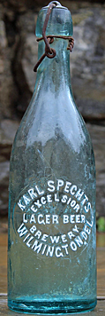 KARL SPECHTS EXCELSIOR LAGER BEER BREWERY EMBOSSED BEER BOTTLE