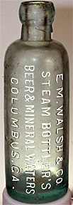 E M WALSH & COMPANY STEAM BOTTLERS BEER & MINERAL WATERS EMBOSSED BEER BOTTLE