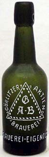 GRLITZER AKTIEN BRAUERI EMBOSSED BEER BOTTLE