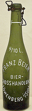 FRANZ BEIER BIER - GROSSHANDLUNG EMBOSSED BEER BOTTLE