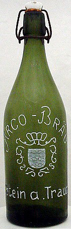 ARCO BRU EMBOSSED BEER BOTTLE