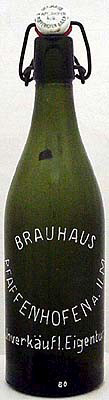 BRAUHAUS PFAFFENHOFEN A. ILM EMBOSSED BEER BOTTLE