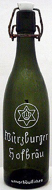 WRZBURGER HOFBRU EMBOSSED BEER BOTTLE