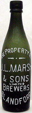 J. L. MARSH & SONS LIMITED BREWERS EMBOSSED BEER BOTTLE