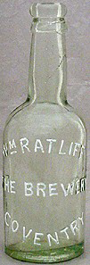 WM. RATLIFF THE BREWERY EMBOSSED BEER BOTTLE