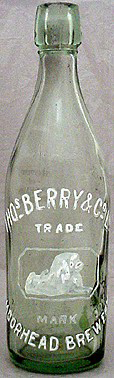 THOMAS BERRY & COMPANY LIMITED MOORHEAD BREWERY EMBOSSED BEER BOTTLE