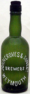 JOHN GROVES & SONS LIMITED BREWERS EMBOSSED BEER BOTTLE