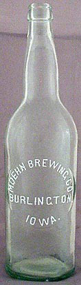 MOEHN BREWING COMPANY EMBOSSED BEER BOTTLE