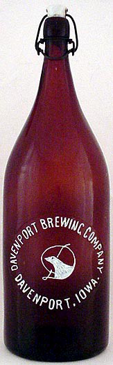 DAVENPORT BREWING COMPANYEMBOSSED BEER BOTTLE