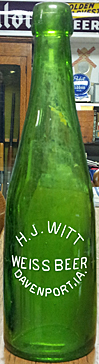 H. J. WITT WEISS BEER EMBOSSED BEER BOTTLE