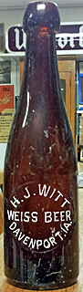 H. J. WITT WEISS BEER EMBOSSED BEER BOTTLE