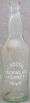 J. DOSTAL BREWING COMPANY EMBOSSED BEER BOTTLE