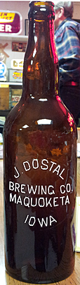 J. DOSTAL BREWING COMPANY EMBOSSED BEER BOTTLE