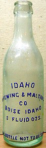 IDAHO BREWING & MALTING COMPANY EMBOSSED BEER BOTTLE